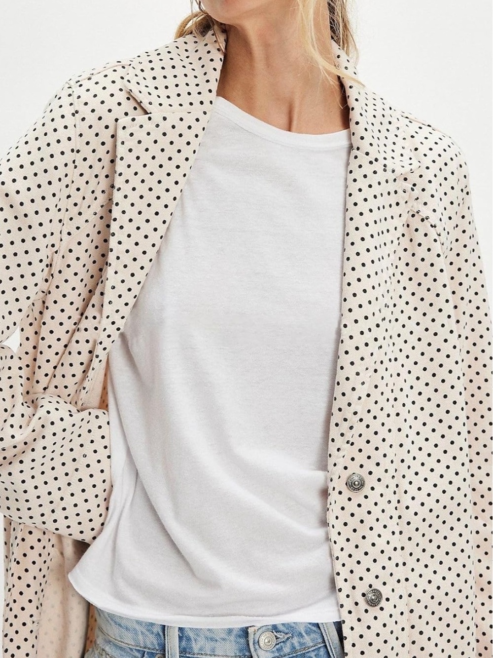 Cream Polka Dot Blazer Jacket